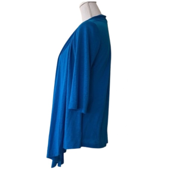 Ellen Tracy open front waterfall cardigan blue 3/4 sleeve women’s - Picture 4 of 6